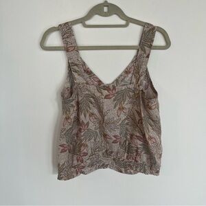 Cynthia Rowley Womens Tank Top 100% Linen Stretchy Waist Cropped Medium